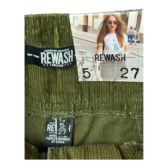 ReWash New With Tags Skirt Juniors 5 / 27 Green Corduroy A Line Mini NWT - Picture 4 of 5